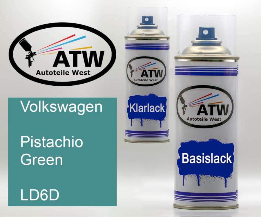 Volkswagen, Pistachio Green, LD6D: 400ml Sprühdose + 400ml Klarlack - Set, von ATW Autoteile West.